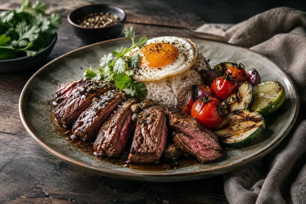 Loc lac à la plancha, légumes grillés – recette de gibier sauvage dressée à l'assiette